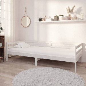 Sofá cama de madera maciza de pino blanco 90x200 cm D