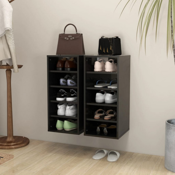 Mobiliário para calçados 2 x penteado preto brilho 31.5x35x70cm D