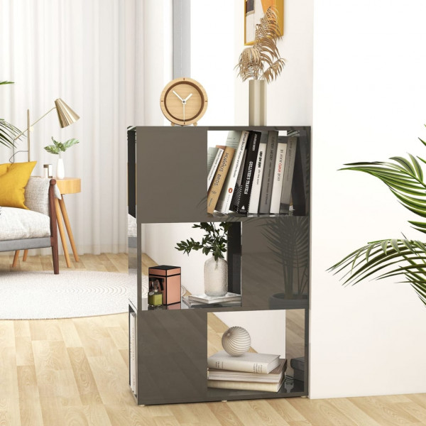 Librería separador madera contrachapada gris brillo 60x24x94 cm D