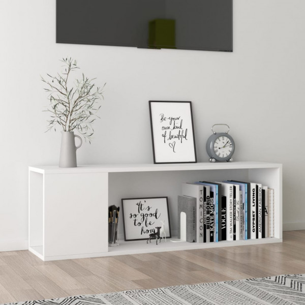 Mueble para TV madera contrachapada blanco 100x24x32 cm D