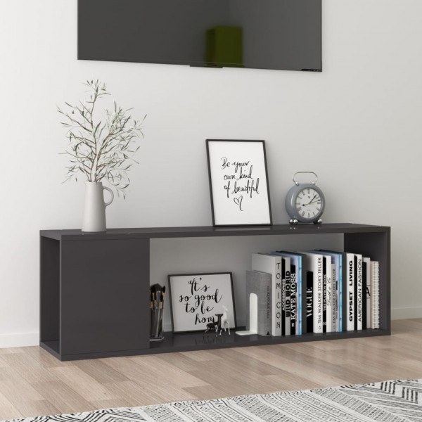 Mueble para TV de aglomerado gris brillante 100x24x32 cm D