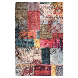Alfombra lavable patchwork antideslizante multicolor 80x150 cm D