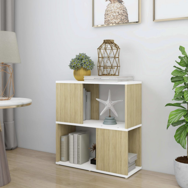 Estantería de aglomerado blanco roble Sonoma 60x24x63 cm Estantería de aglomerado blanco roble Sonoma 60x24x63 cm D