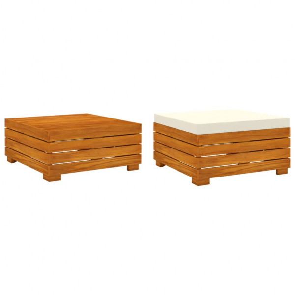 Conjunto de mesa e repouso de jardim almofada madeira maciça de acacia D
