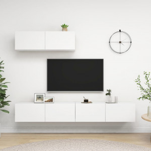 TV Lounge Móveis Set 3 Peças Branco Madeira Engenheirada D