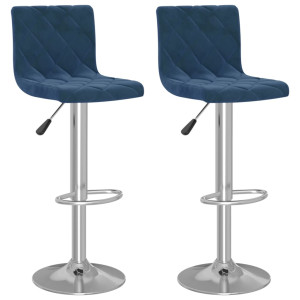 Taburetes de cocina 2 unidades terciopelo azul D