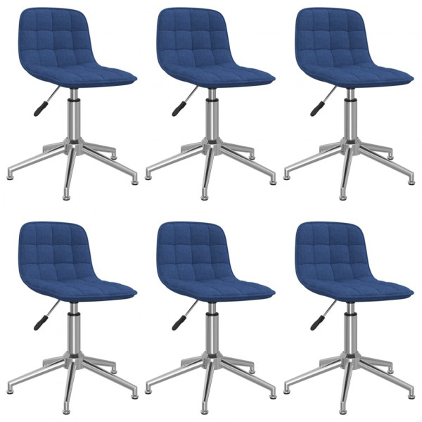 Cadeiras de jantar giratórias 6 unidades de tecido azul D