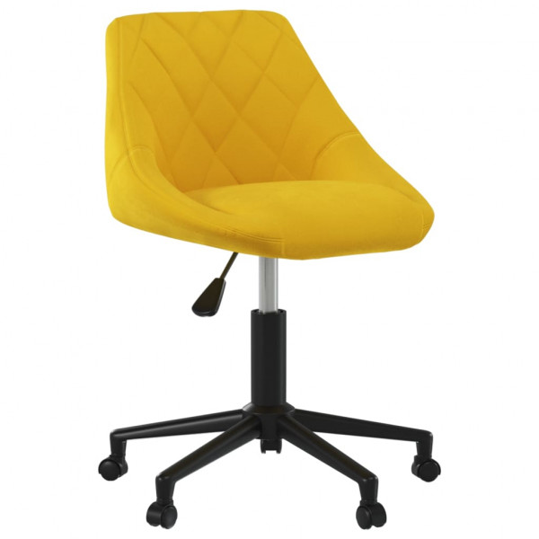 Silla de comedor giratoria de terciopelo amarillo mostaza D