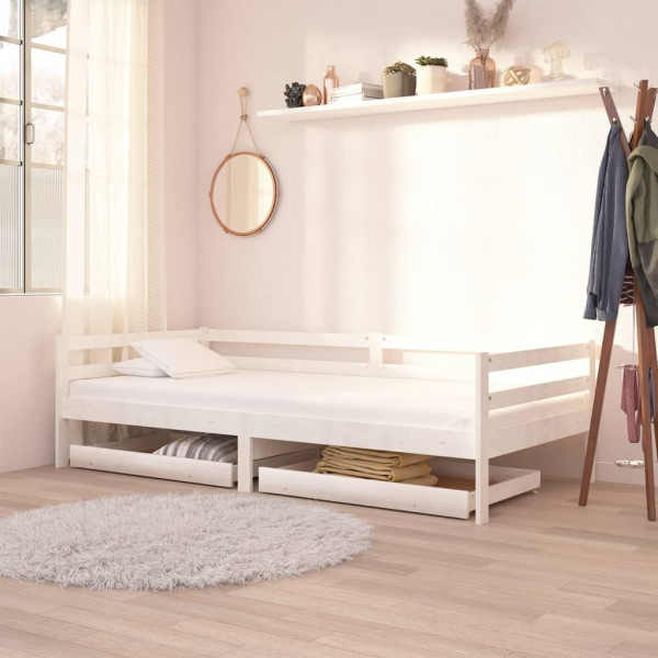 Cajones para sofá cama 2 piezas blanco madera maciza de pino D