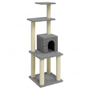 Raspador para gatos com postes de sisal cinza claro 105 cm D