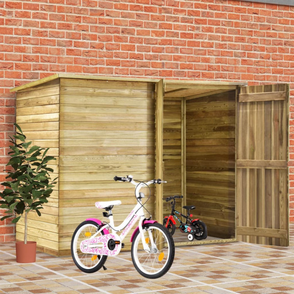 Abrigo de bicicletas de jardim em pinho impregnado 232x110x170cm D