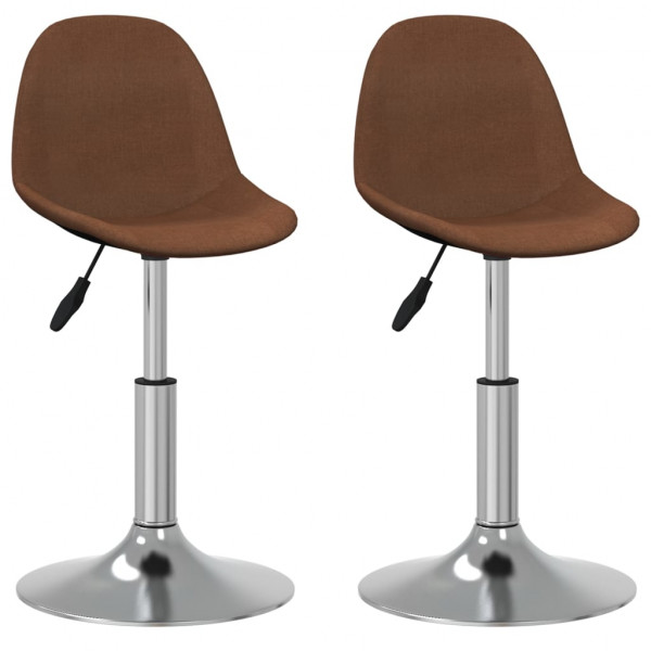 Sillas de comedor giratorias 2 unidades tela marrón Sillas de comedor giratorias 2 unidades tela marrón D