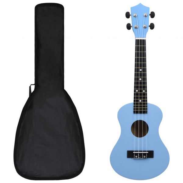 Set de ukelele soprano con funda para niños azul bebé 23 D