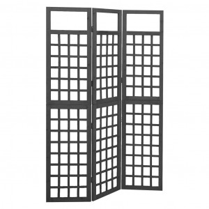 Biombo/Enrejado de 3 paneles madera abeto negro 121x180cm D