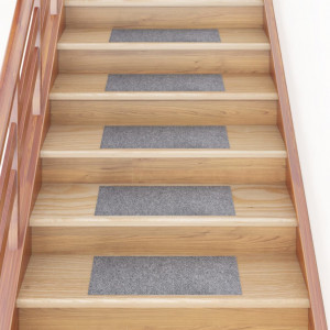 Alfombrilla autoadhesiva escalera 15 uds gris claro 60x25 cm D