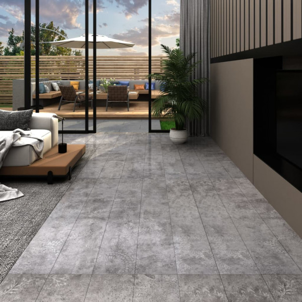 Tábuas de piso de PVC autoadesivas 5,21 m² 2 mm cinza concreto D