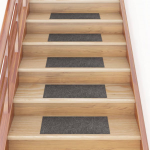 Alfombrilla autoadhesiva escalera 15 uds gris marrón 60x25 cm D