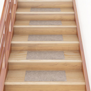 Alfombrilla autoadhesiva escalera 15 uds crema 60x25 cm D