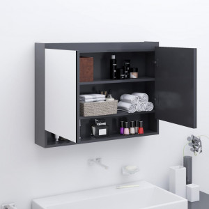 Armario de baño con espejo MDF gris 80x15x60 cm D