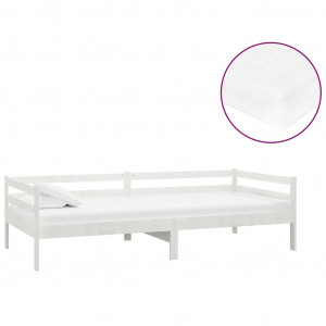 Sofá-cama com colchão 90x200 cm pinho maciço branco H