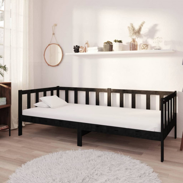 Sofá cama com colchão madeira de pinho negro maciço 90x200 cm D