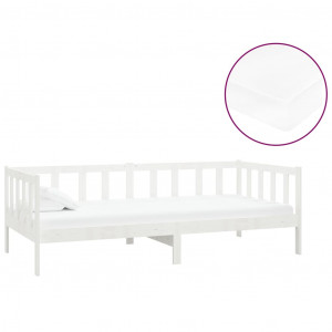 Sofá-cama com colchão 90x200 cm pinho maciço branco H