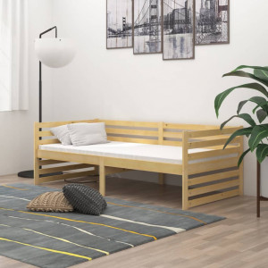 Sofá cama con colchón madera de pino maciza 90x200 cm D