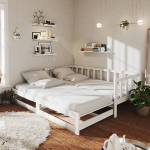 Sofá cama extraíble madera maciza de pino blanco 2x(90x200) cm D