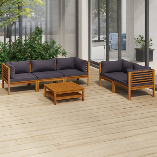 Mobiliário de jardim 6 almofadas madeira maciça de acacia D
