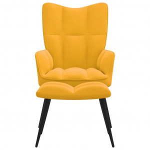 Silla de relajación con reposapiés terciopelo amarillo mostaza H