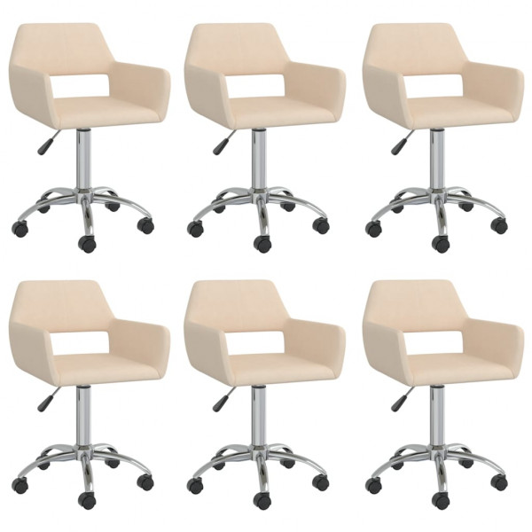Sillas de comedor giratorias 6 unidades tela color crema Sillas de comedor giratorias 6 unidades tela color crema D