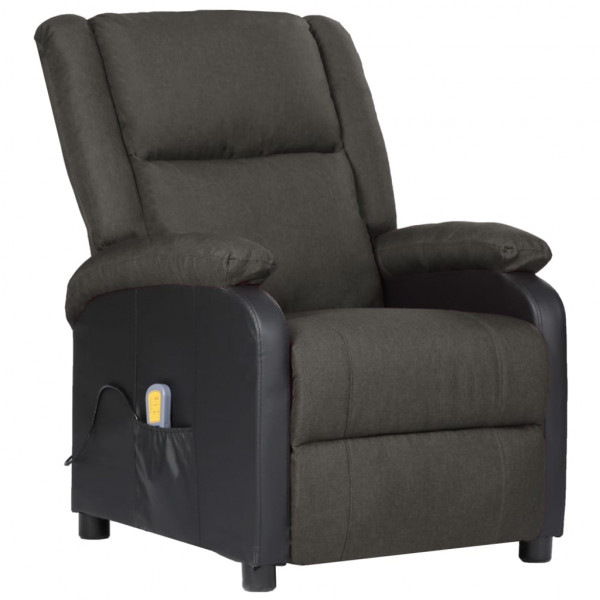 Sillón reclinable de masaje cuero sintético y tela gris oscuro Sillón reclinable de masaje cuero sintético y tela gris oscuro D