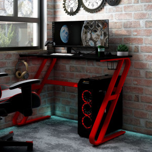 Escritorio gaming con patas forma ZZ negro rojo 110x60x75cm D