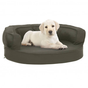 Colchão de cama de cão ergonômico aspecto linho cinza 60x42cm D