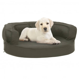 Colchón para cama de perro ergonómico aspecto lino gris 60x42cm D