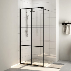 Mampara de ducha accesible vidrio ESG claro negro 80x195 cm D