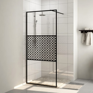 Mampara ducha accesible vidrio ESG transparente negro 100x195cm D