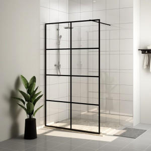 Mampara ducha accesible vidrio ESG transparente negro 90x195 cm D