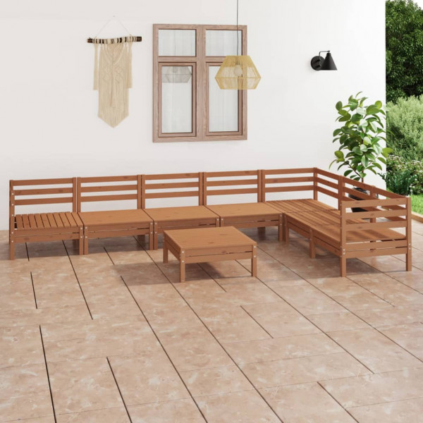 Jogo mobiliário de jardim 8 pzas madeira maciça pinheiro marrom mel D