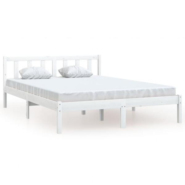 Estrutura de cama de madeira maciça de pinho branco 160x200 cm D