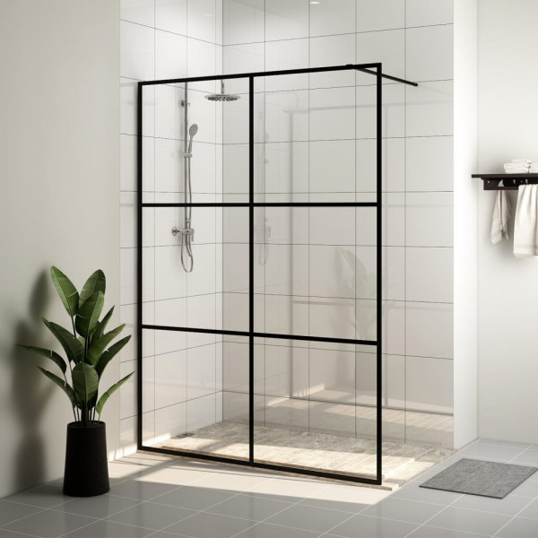 Mampara de ducha accesible vidrio ESG claro negro 140x195 cm D