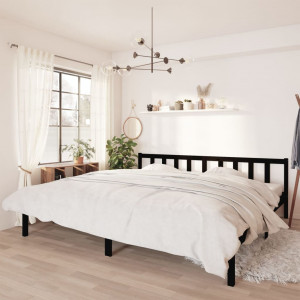 Estructura de cama madera maciza Super King negra 180x200 cm D