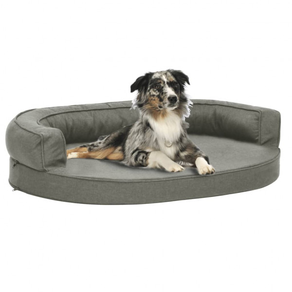 Colchão de cama de cão ergonômico aspecto linho cinza 75x53 cm D