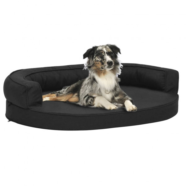 Colchão de cama de cão ergonômico aspecto linho preto 75x53cm D