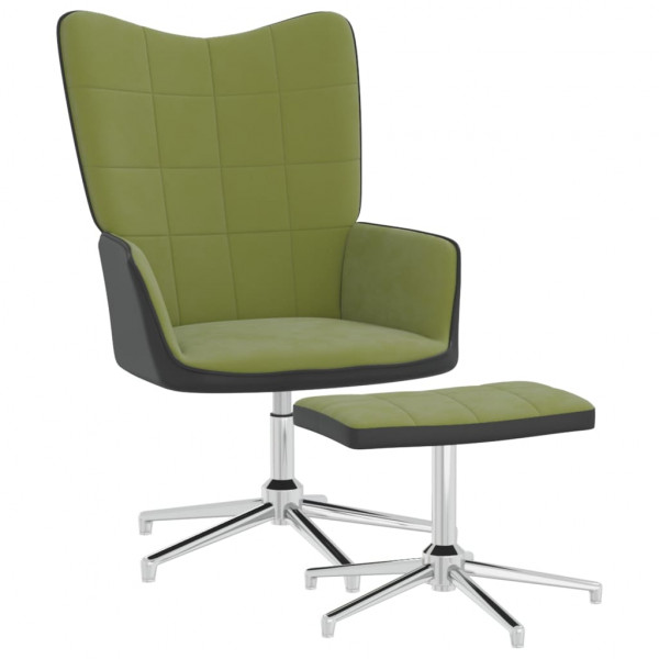 Cadeira de relaxamento com calcanhares de veludo e PVC verde claro D