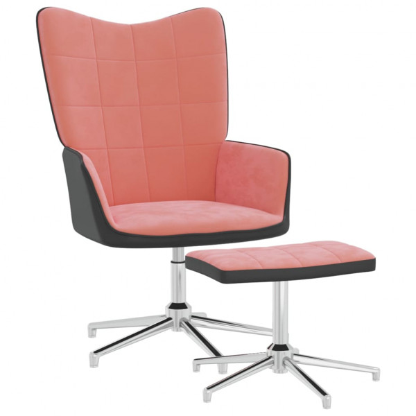 Cadeira de relaxamento com apoio de pés de veludo e PVC rosa D