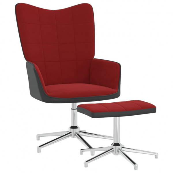Cadeira de relaxamento com calcanhar de veludo e PVC vermelho-vermelho D