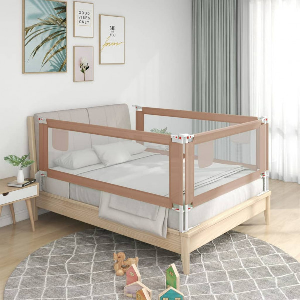 Barandilla de seguridad cama de niño gris taupe tela 150x25 cm D