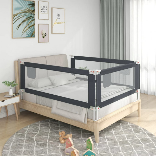 Barandilla de seguridad cama de niño gris oscuro tela 140x25 cm D