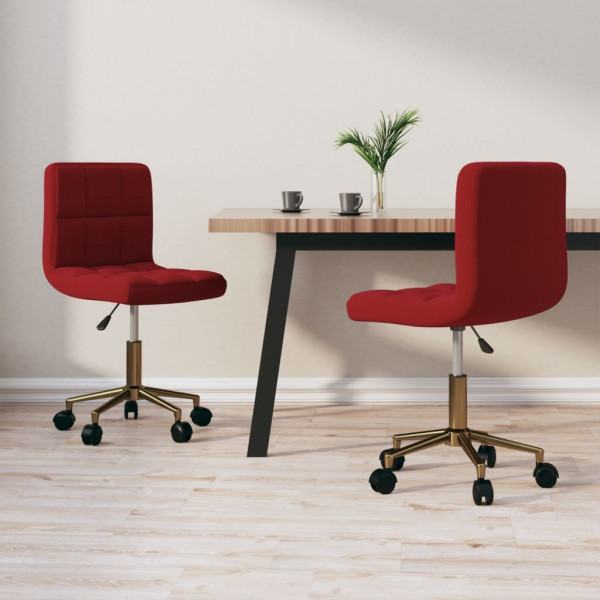 Sillas de comedor giratorias 2 uds terciopelo rojo tinto Sillas de comedor giratorias 2 uds terciopelo rojo tinto D